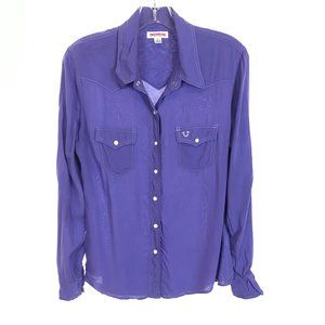 Womens Size Small True Religion Western Pearl Snap Button West Cryst Shirt Top